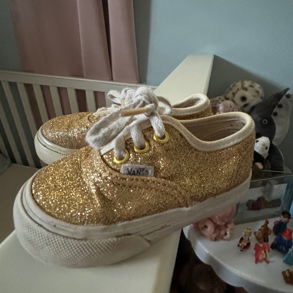 Gold Sparkly Vans Size 4
